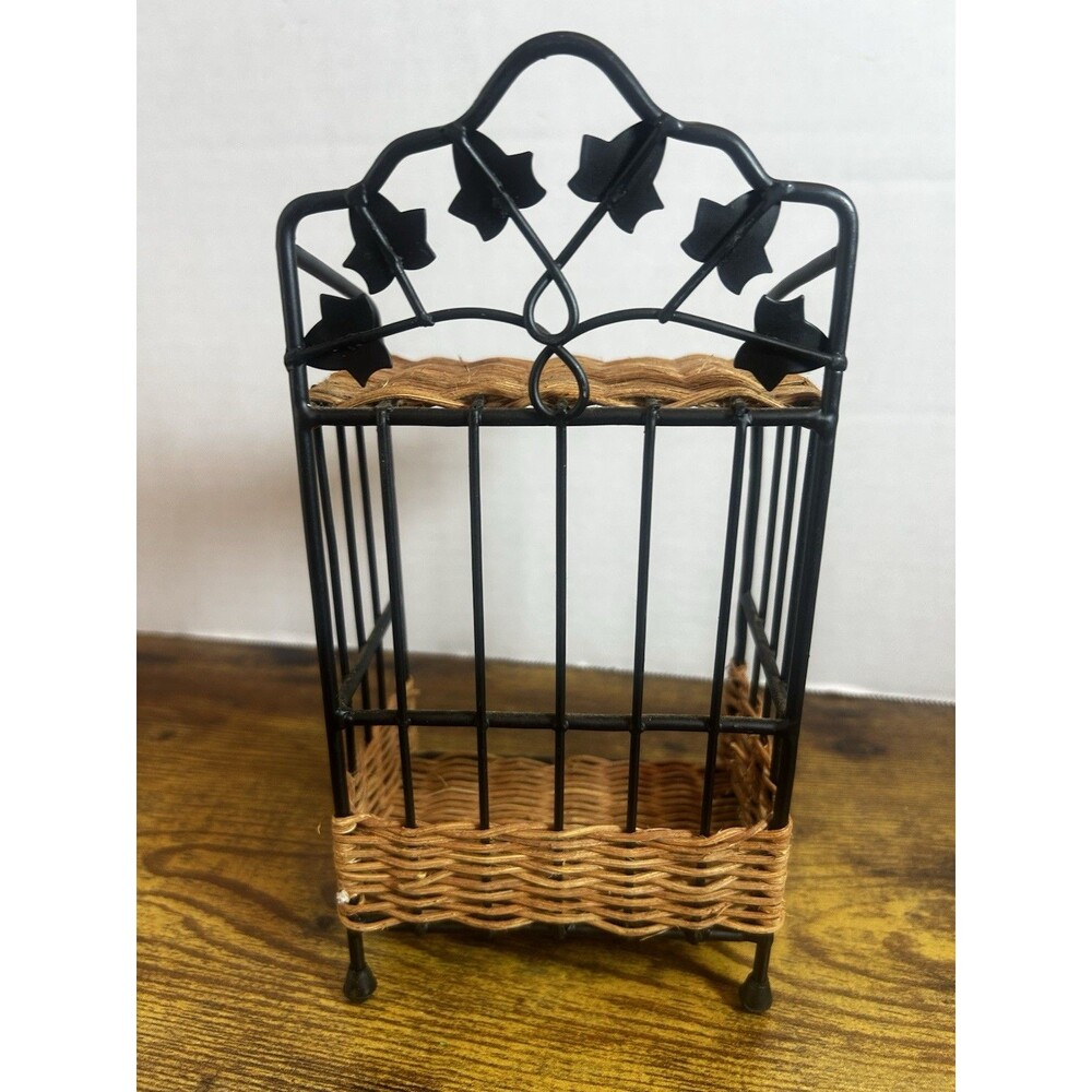 Wicker Metal Wall Basket Shelf Ivy Leaf Bathroom Kitchen Small Organizer Rack - Picture 4 of 14